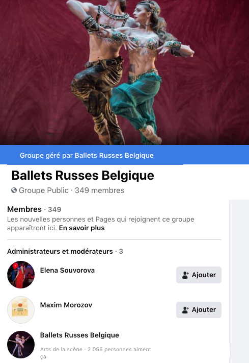 Goupe Facebook. Ballets Russes Belgique. 2018-11-04